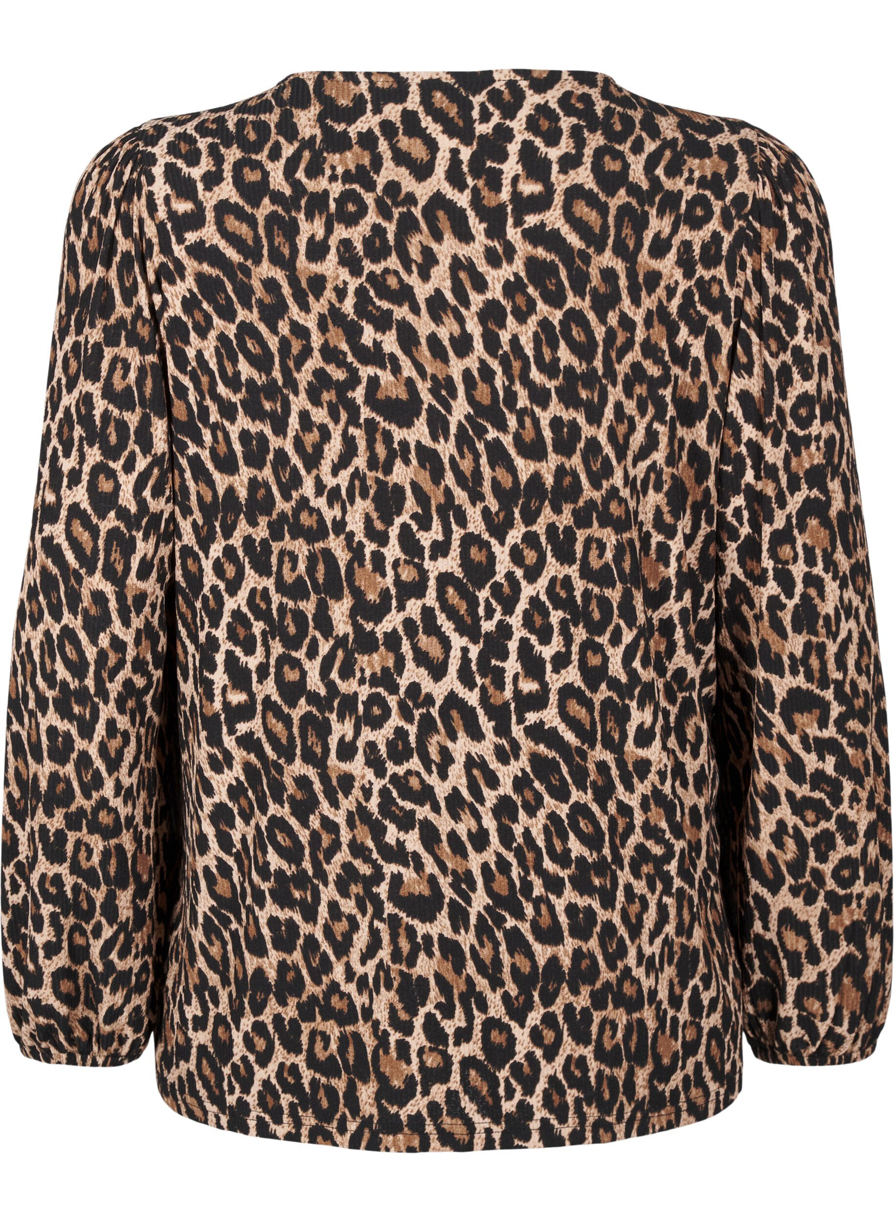 ZizziBluse mit langen &Auml;rmeln und Leopardenmuster, Braun, Packshot image number 1