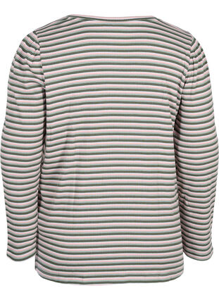 Langarm Bluse mit Streifen, Rosa/Green Stripe, Packshot image number 1