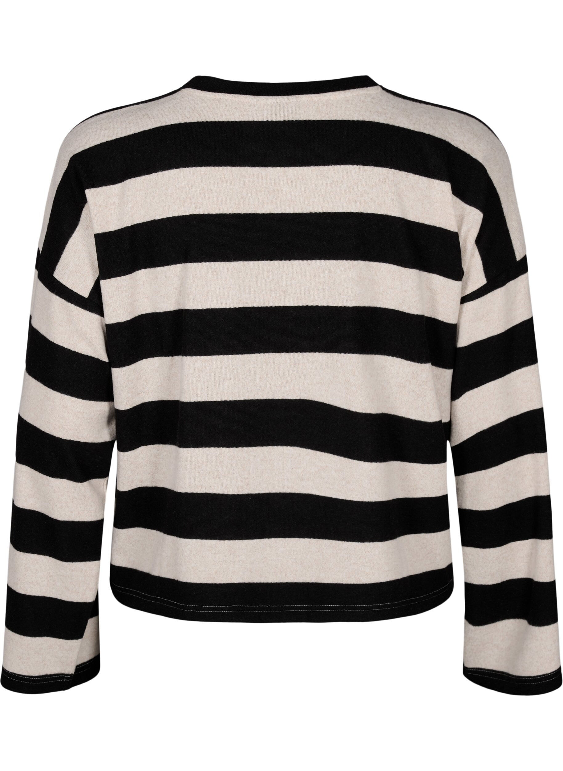 Zizzi  Lang&auml;rmlige Bluse mit Streifenmuster, Bl. Beige Mel.Stripe, Packshot image number 1