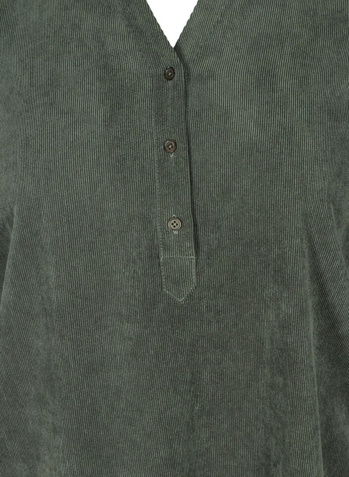 Cordkleid mit 3/4-Ärmeln und Knöpfen, Deep Forest, Packshot image number 2