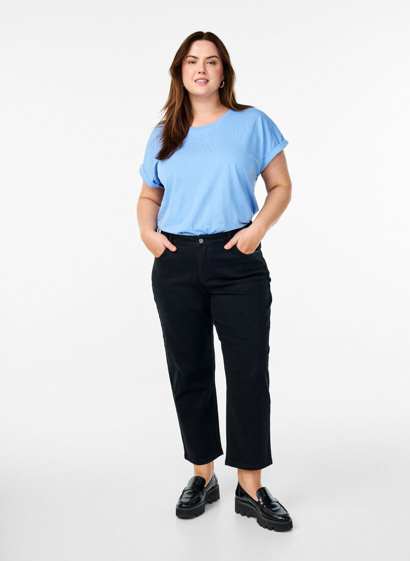 Gek&uuml;rzte Vera Jeans mit geradem Bein, Schwarz, Model image number 0