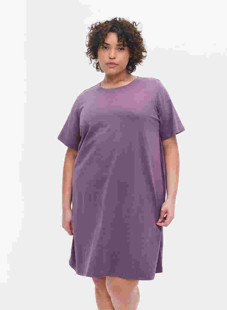 Meliertes T-Shirt-Nachthemd mit kurzen Ärmeln, Vintage Violet Mel., Model image number 0