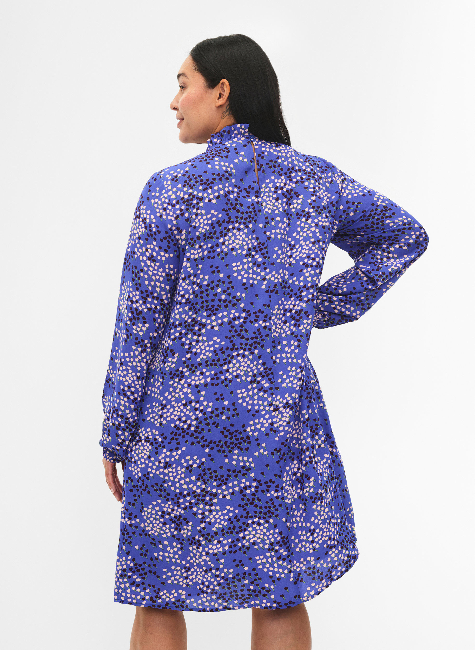 Zizzi FLASH &ndash; Lang&auml;rmeliges Kleid mit Aufdruck, Dazzling Blue AOP, Model image number 1