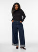 Hochgeschlossene Bluse aus Viskose-Jersey, Schwarz, Model image number 1