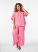 Gestreifte Bluse aus Viskose mit kurzen &Auml;rmeln, Pink, Model image number 1