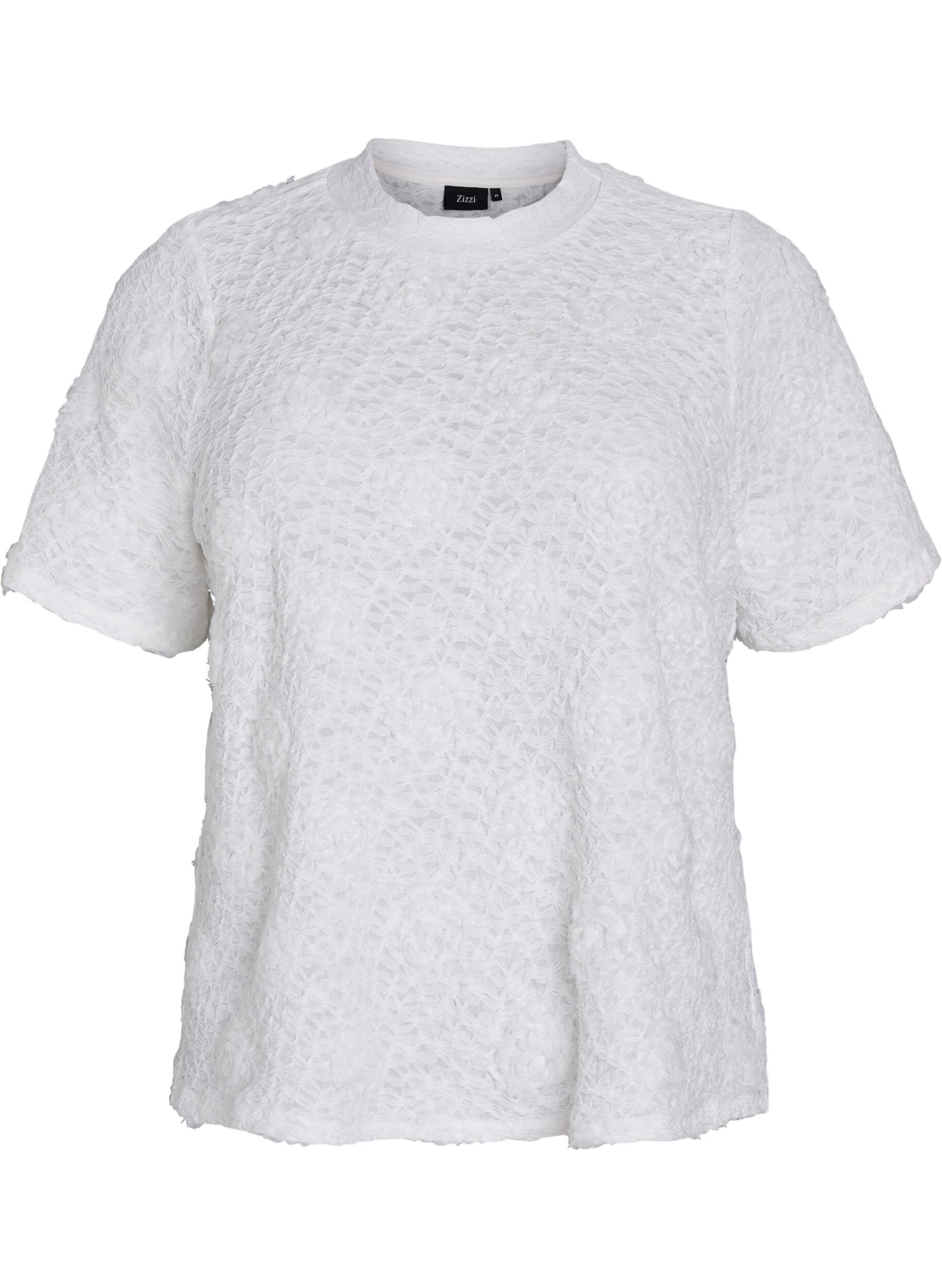 Bluse mit 3D-Blumen und kurzen &Auml;rmeln