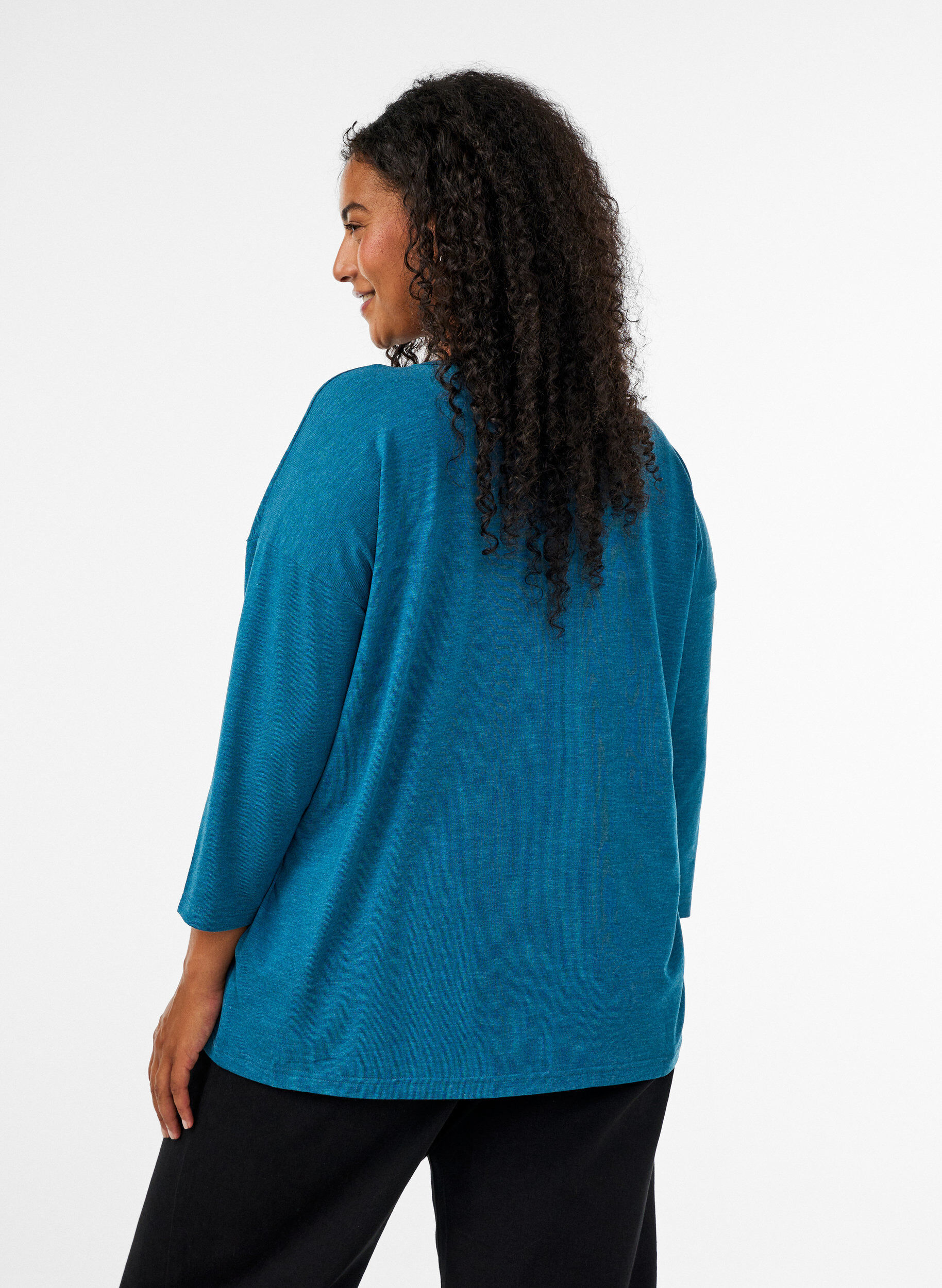 ZizziBluse aus Jersey mit 3/4-&Auml;rmeln, Blau, Model image number 2