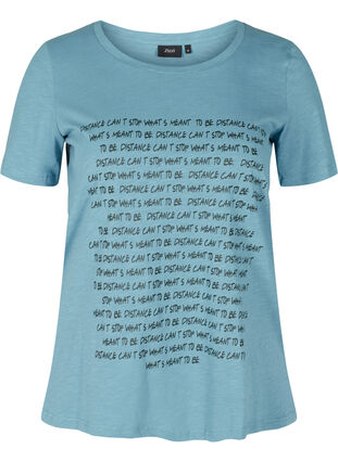 T-Shirt mit Print aus Bio-Baumwolle, Blue Heaven Melange, Packshot image number 0