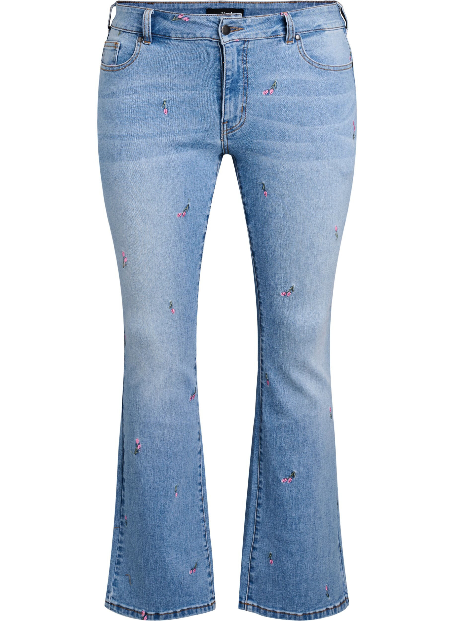 Bootcut Jeans mit gestickten Blumen