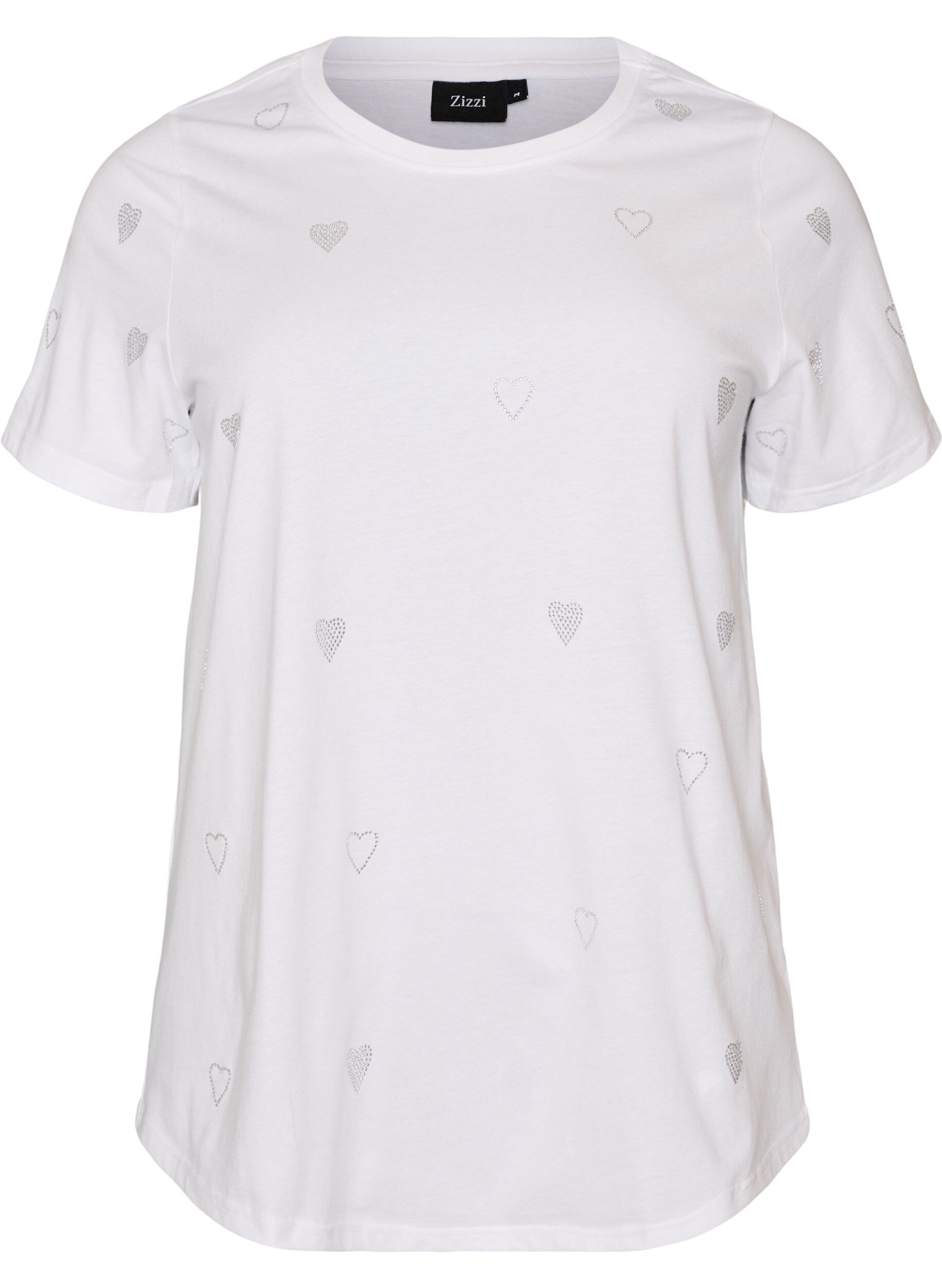 ZizziT-Shirt aus Bio-Baumwolle mit Herzen, Wei&szlig;, Packshot image number 0
