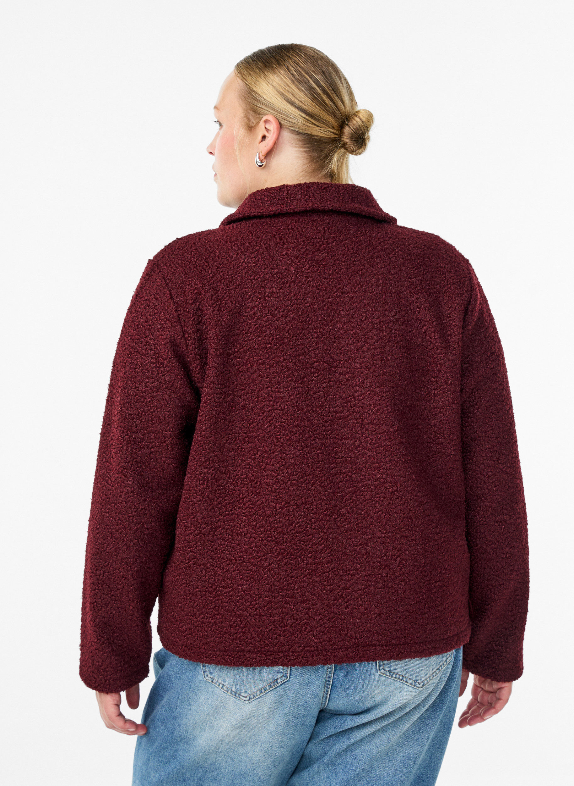 Zizzi Kurze Jacke mit Rei&szlig;verschluss, Dunkles Bordeaux, Model image number 2
