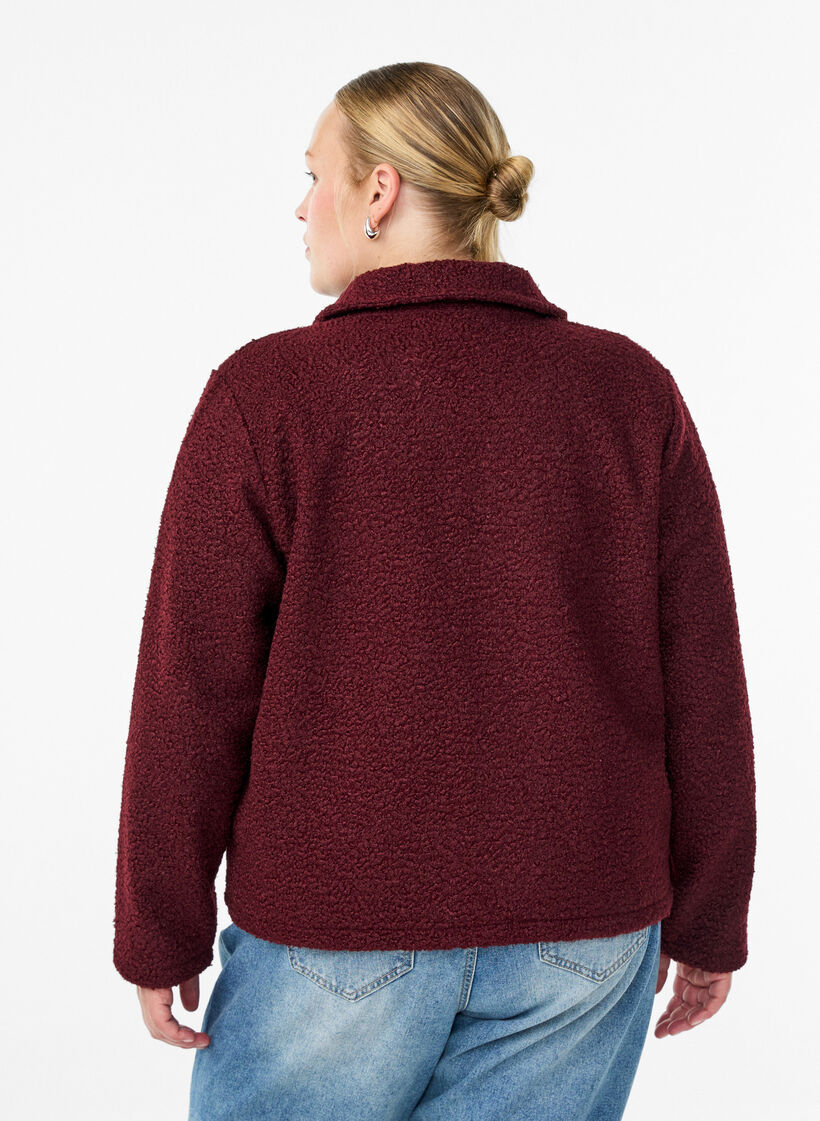 Kurze Jacke mit Reißverschluss, Dunkles Bordeaux, Model image number 2