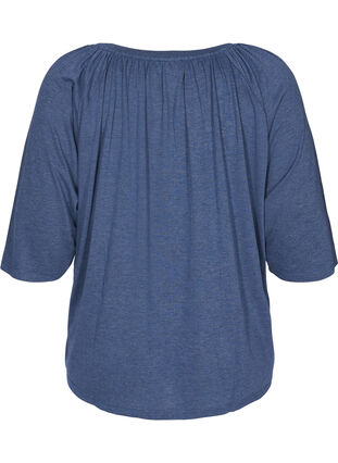 Einfarbige Bluse mit 2/4-Ärmeln, Navy Blazer Mél, Packshot image number 1