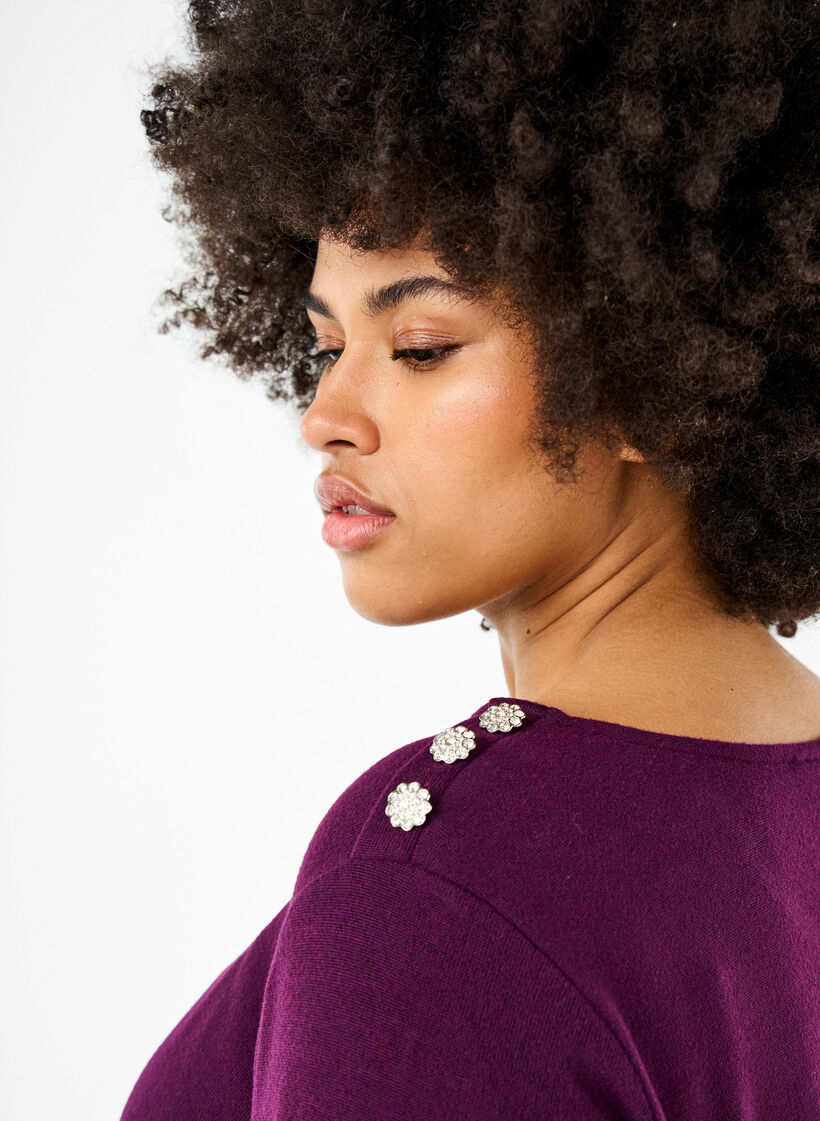 Bluse mit Zierknöpfen, Lila, Model image number 3