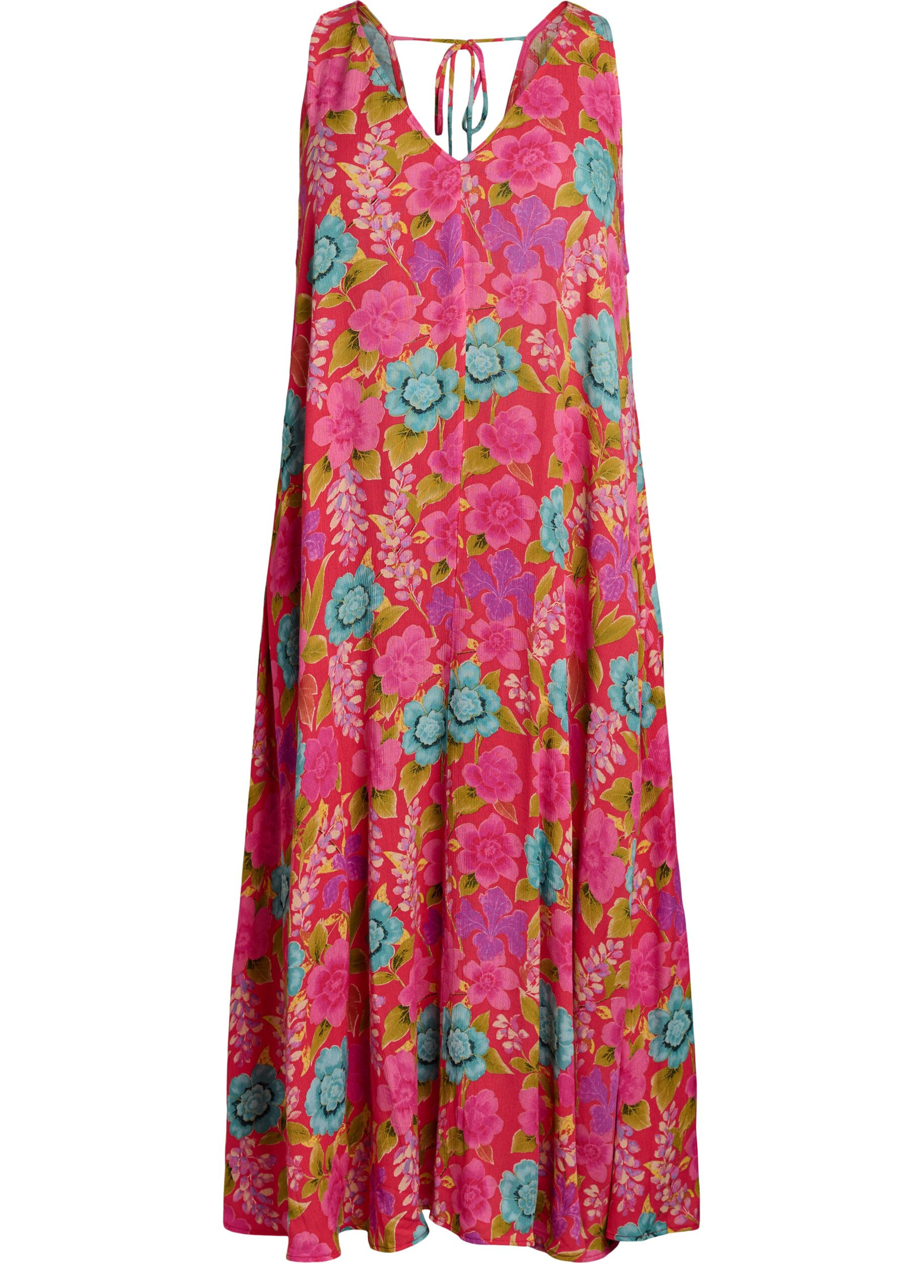 Zizzi &Auml;rmelloses Maxikleid in A-Linie mit V-Ausschnitt, Rot, Packshot image number 0