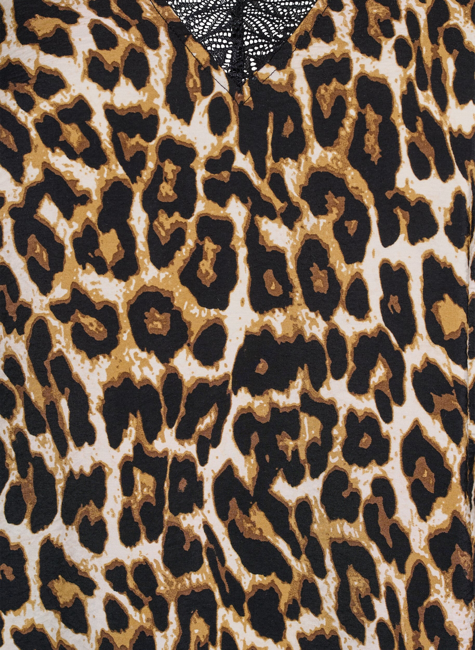 Zizzi Kurz&auml;rmelige Viskosebluse mit Spitzenbesatz, Braun, Packshot image number 2