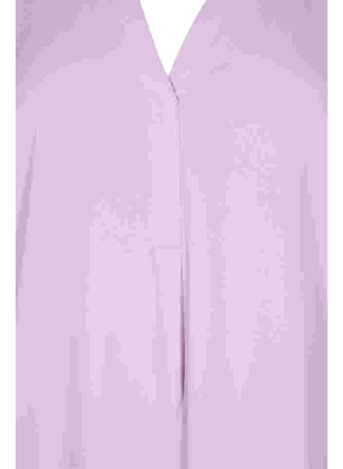 Kurzärmelige Bluse mit V-Ausschnitt, Orchid Bloom, Packshot image number 2