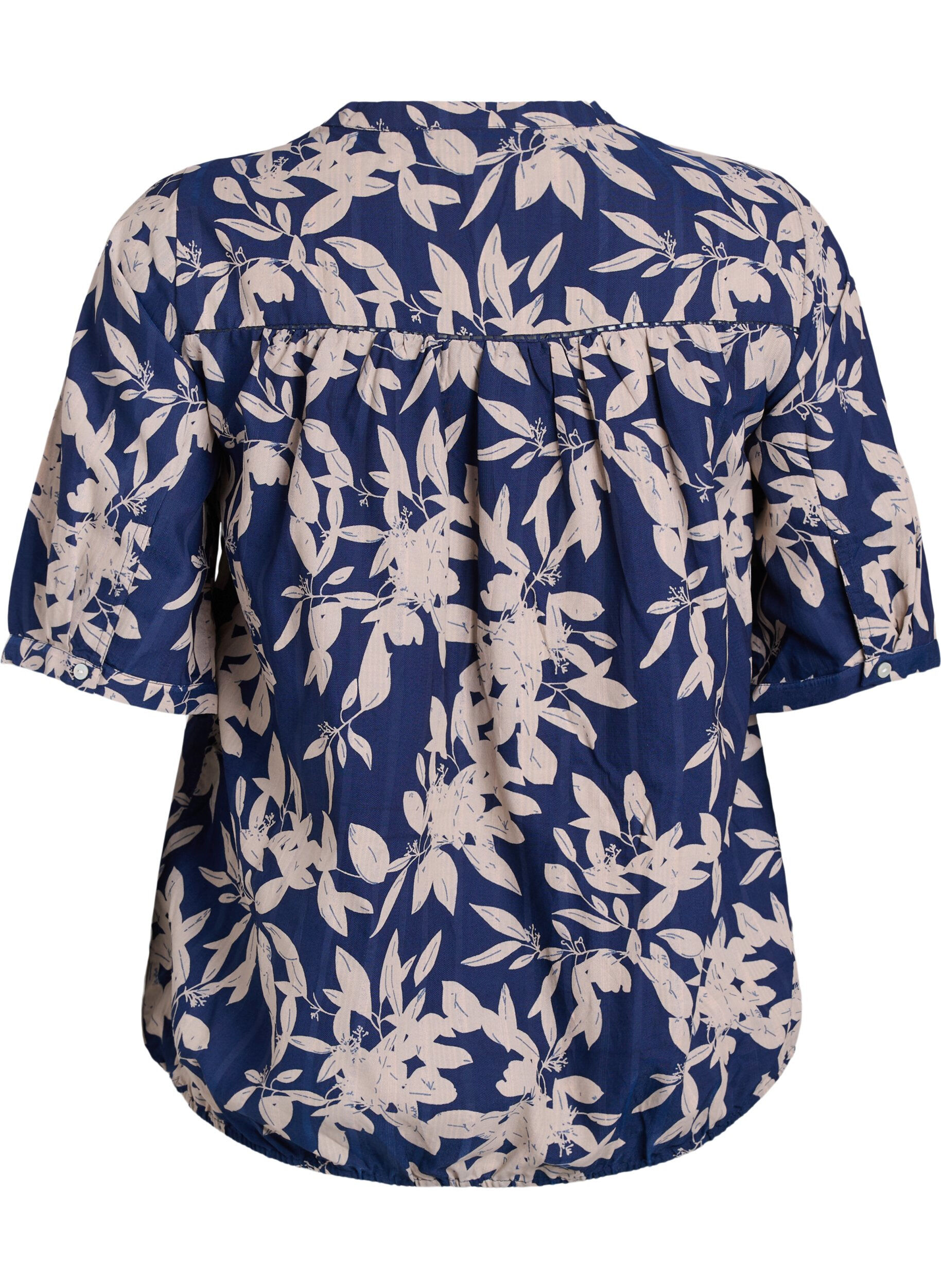 Zizzi Bluse mit Print und 1/2-&Auml;rmeln, Blau, Packshot image number 1