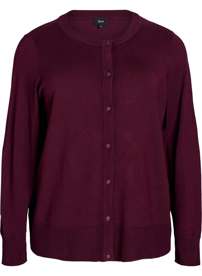 Strickjacke mit Rundhalsausschnitt und Kn&ouml;pfen, Rot, Packshot image number 0