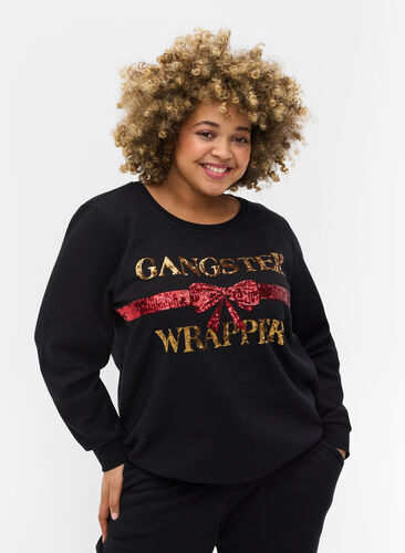Weihnachts-Sweatshirt, Black Wrapper , Model image number 0