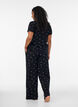 Pyjamahose mit Rippstruktur und gebl&uuml;mtem Print, Schwarz, Model image number 2