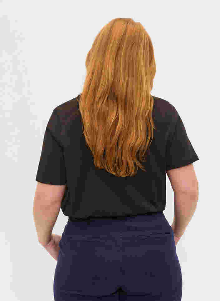 Kurzärmeliges Baumwoll-T-Shirt mit Druck, Black, Model image number 1