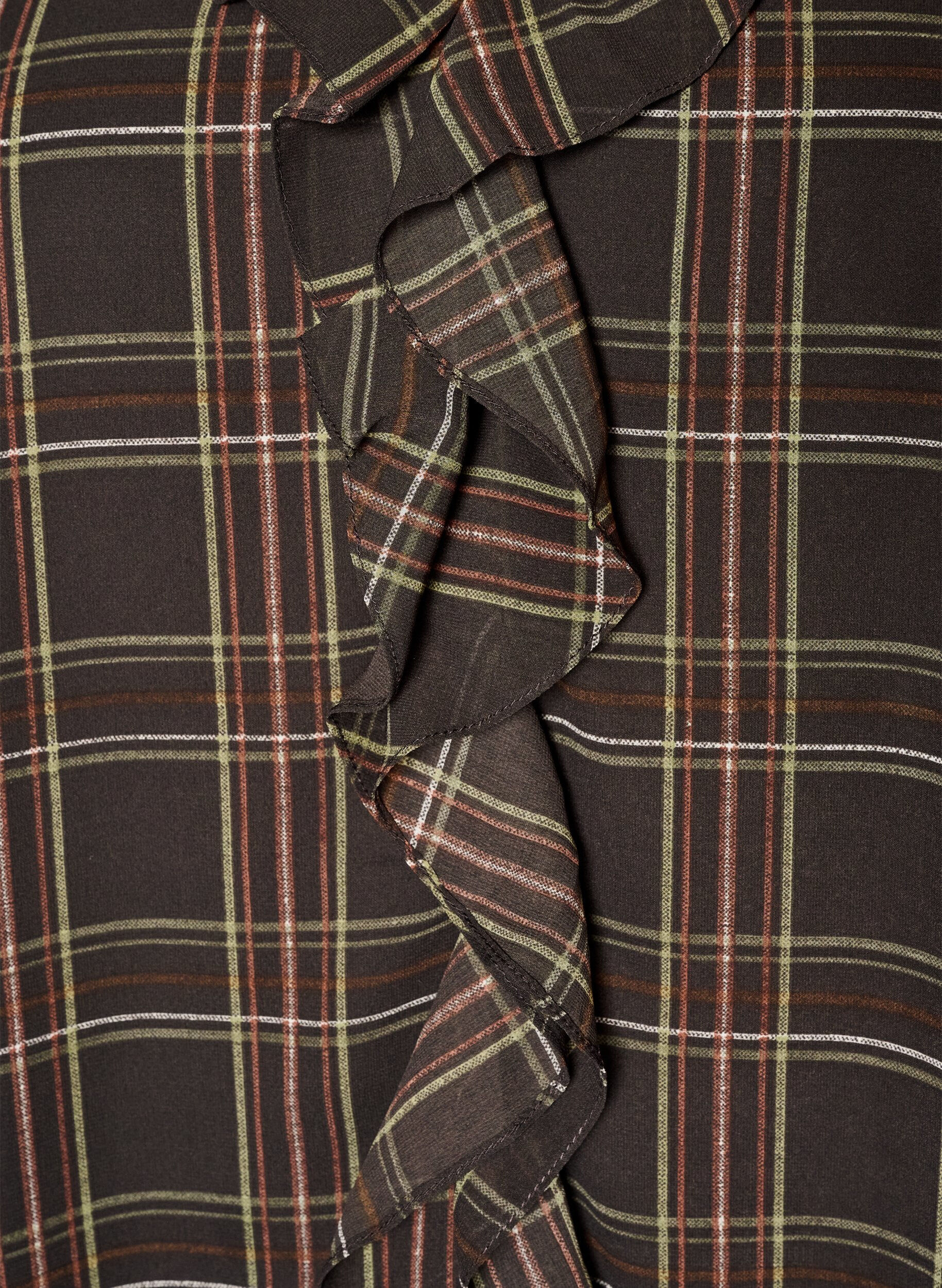 ZizziBluse mit Karomuster und R&uuml;schendetails, Gr&uuml;n, Packshot image number 2