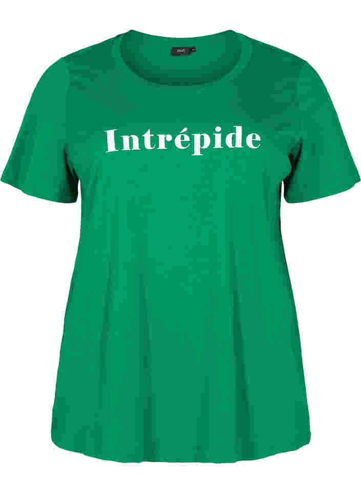 Kurzärmeliges Baumwoll-T-Shirt mit Textdruck, Jolly Green, Packshot image number 0