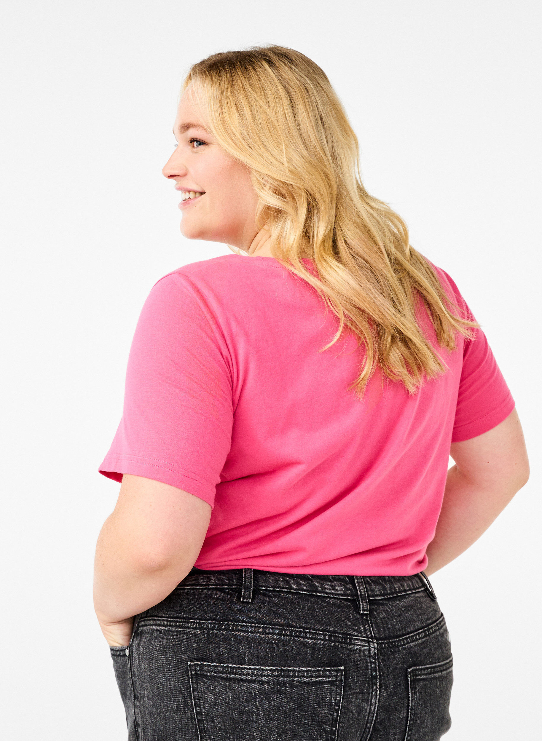 Zizzi FLASH - T-Shirt mit Print, Pink, Model image number 2