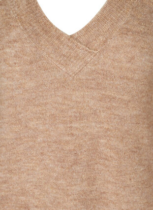 Melierter Oversize Strickpullover mit Wolle, Light Brown Mel. , Packshot image number 2