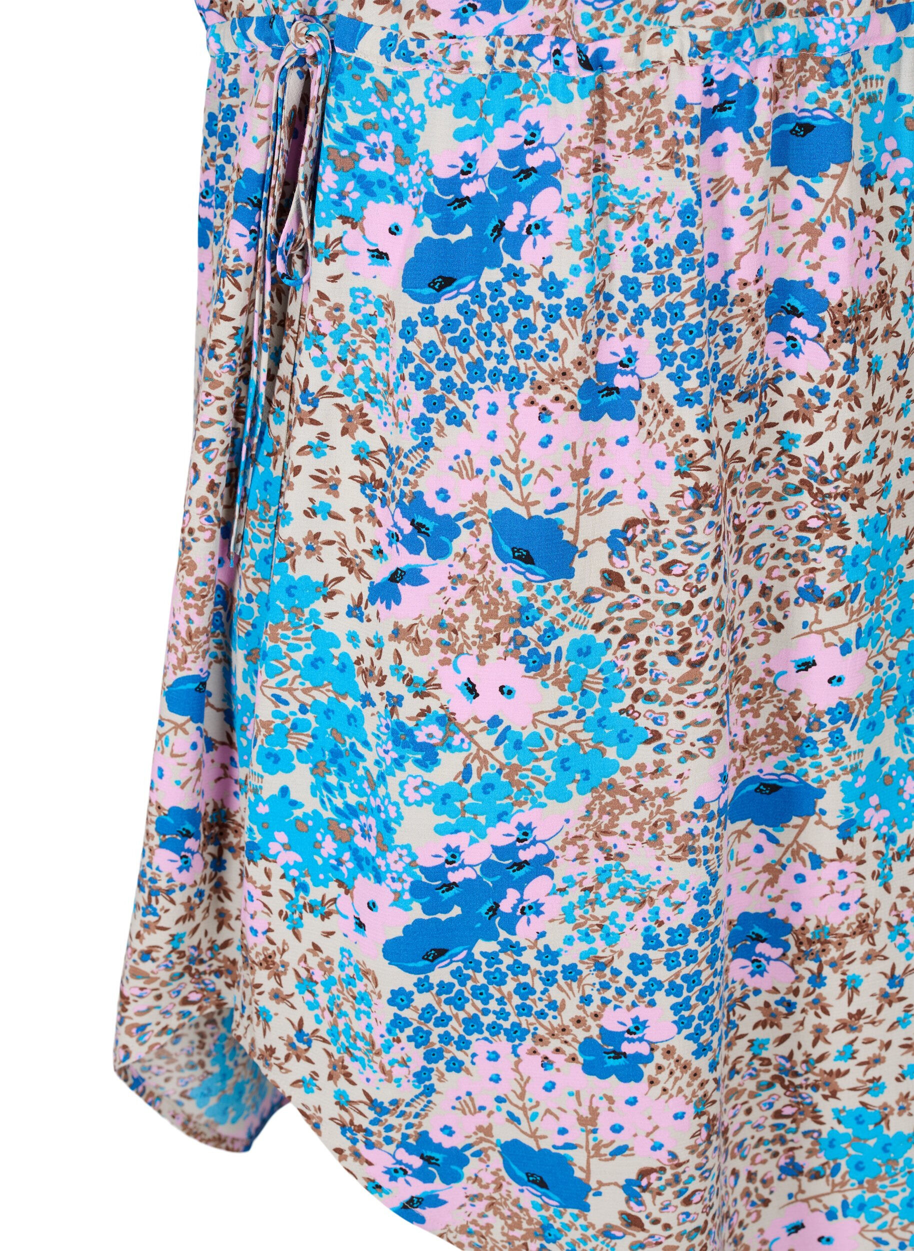 Zizzi Gemustertes Kleid mit Schn&uuml;ren Details, Blue Rose Flower, Packshot image number 3