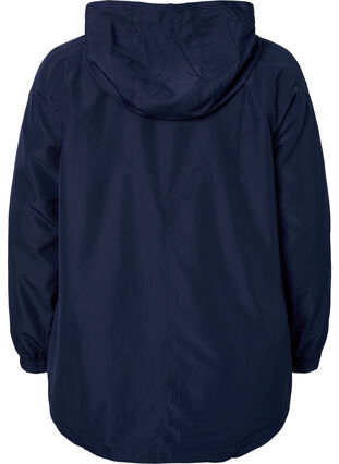 Kurze Jacke mit Kapuze und verstellbarer Saum - Blau - Gr. 42-60 - Zizzi
