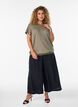 Jersey-Bluse mit strukturierten Streifen und Smocksaum, Braun, Model image number 1