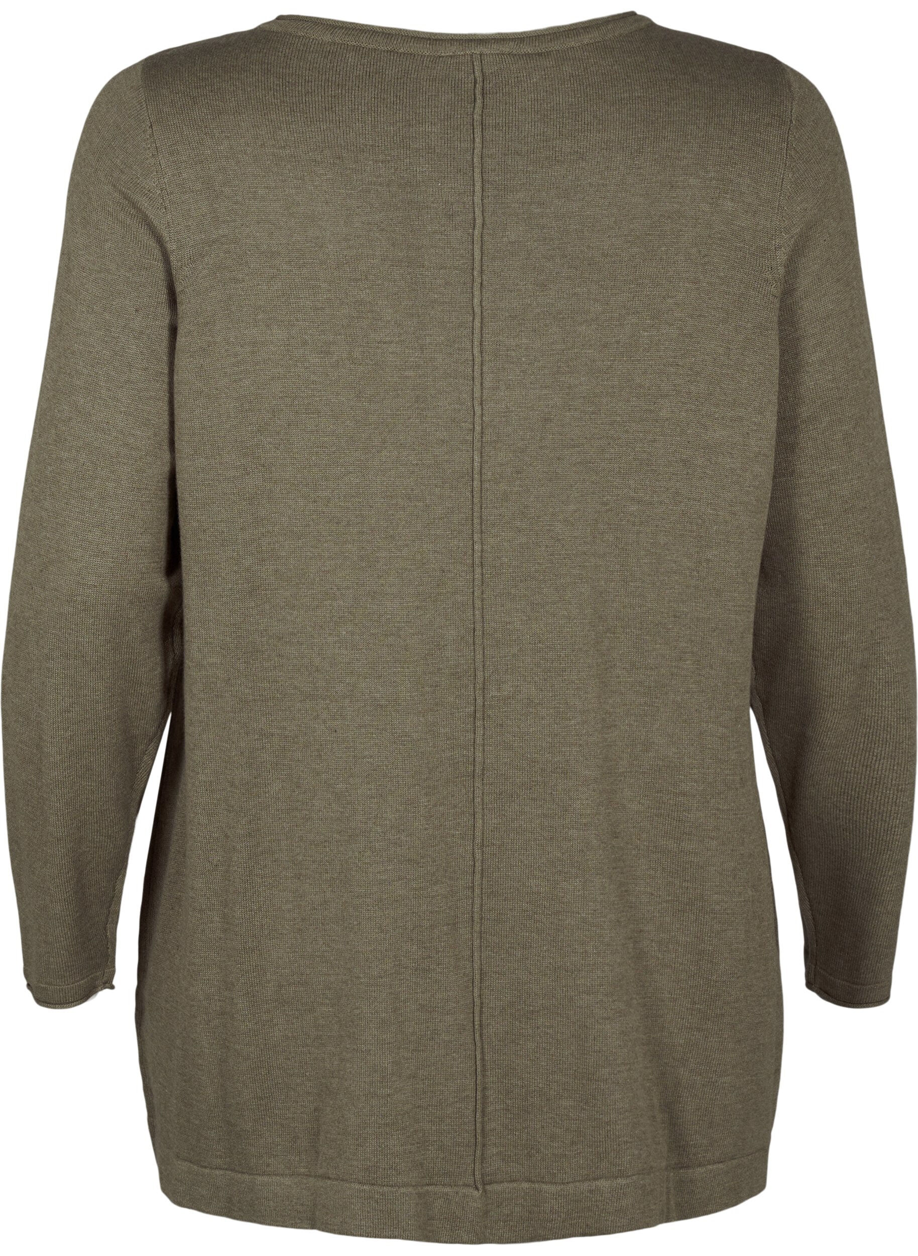 Zizzi Gestrickte Bluse aus Baumwoll-Viskose-Mischung, Gr&uuml;n, Packshot image number 1