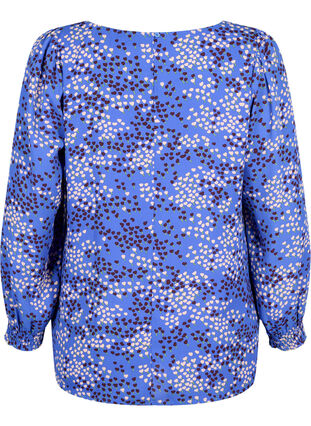 FLASH - Langärmelige Bluse gesmokt und bedruckt, Dazzling Blue AOP, Packshot image number 1