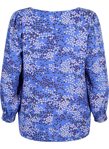 FLASH - Langärmelige Bluse gesmokt und bedruckt, Dazzling Blue AOP, Packshot image number 1