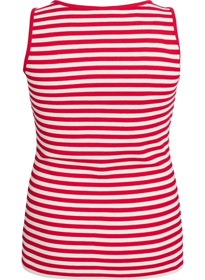 Gestreiftes Tanktop mit Rippenstruktur, Rot, Packshot image number 1