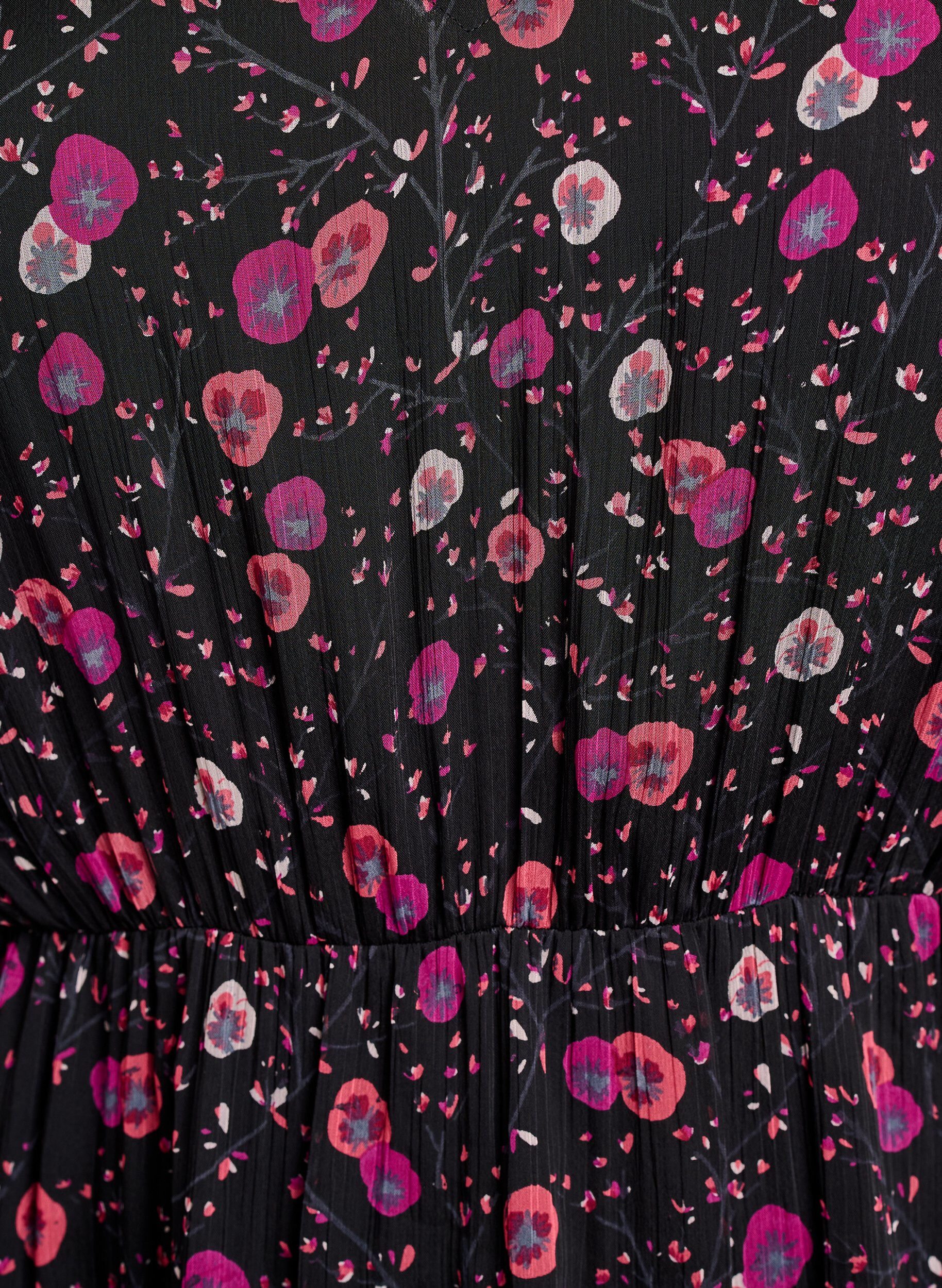 Zizzi Kleid aus Chiffon mit Blumenmuster und langen &Auml;rmeln, Schwarz, Packshot image number 2