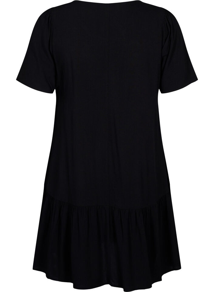 Kleid aus Viskose mit Schnittlinie, Schwarz, Packshot image number 1