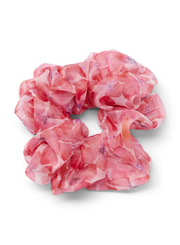 Scrunchie mit Blumenprint, Rose Flower, Packshot image number 0