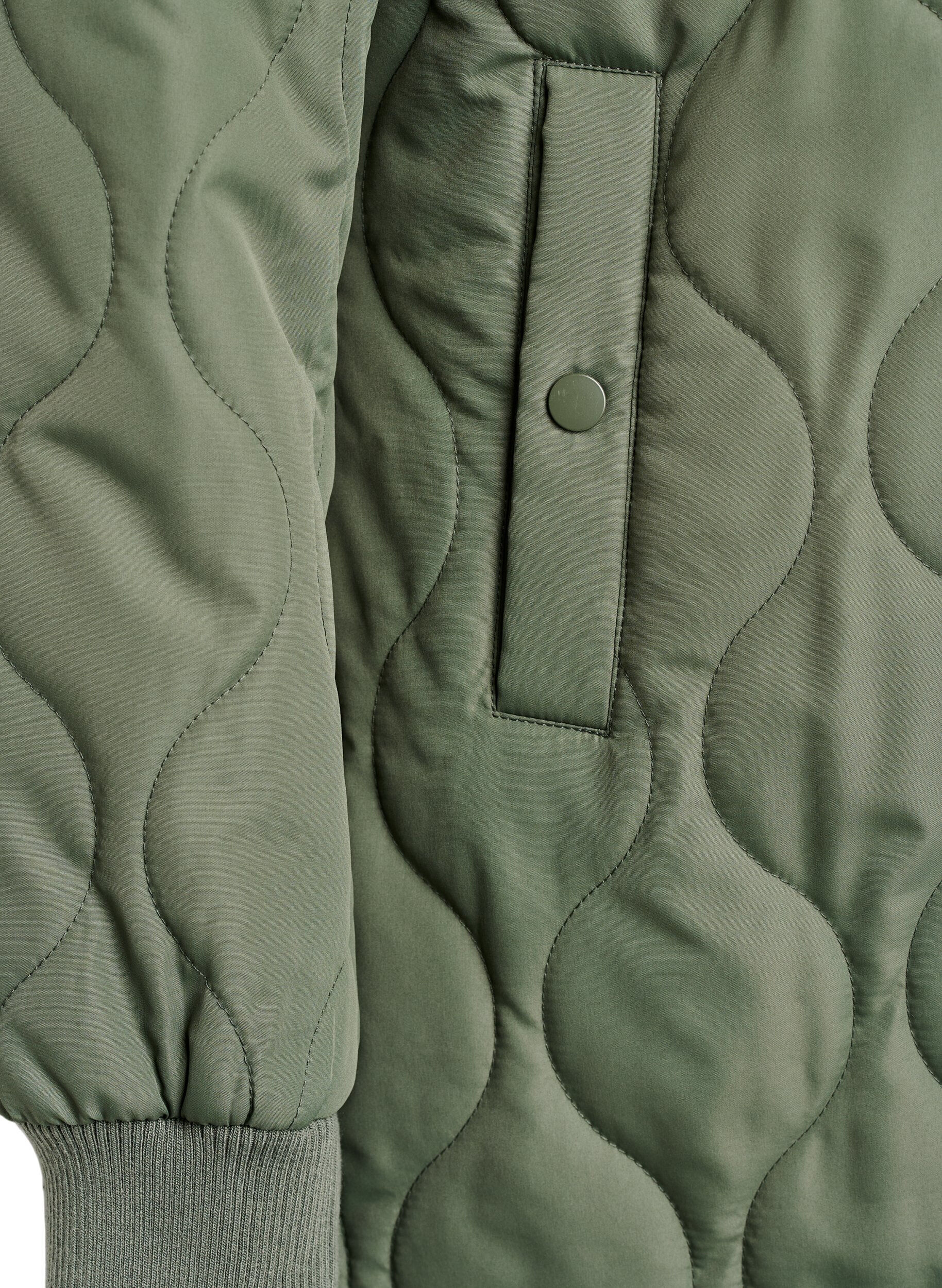 ZizziMittellange Steppjacke mit Kapuze, Gr&uuml;n, Packshot image number 3