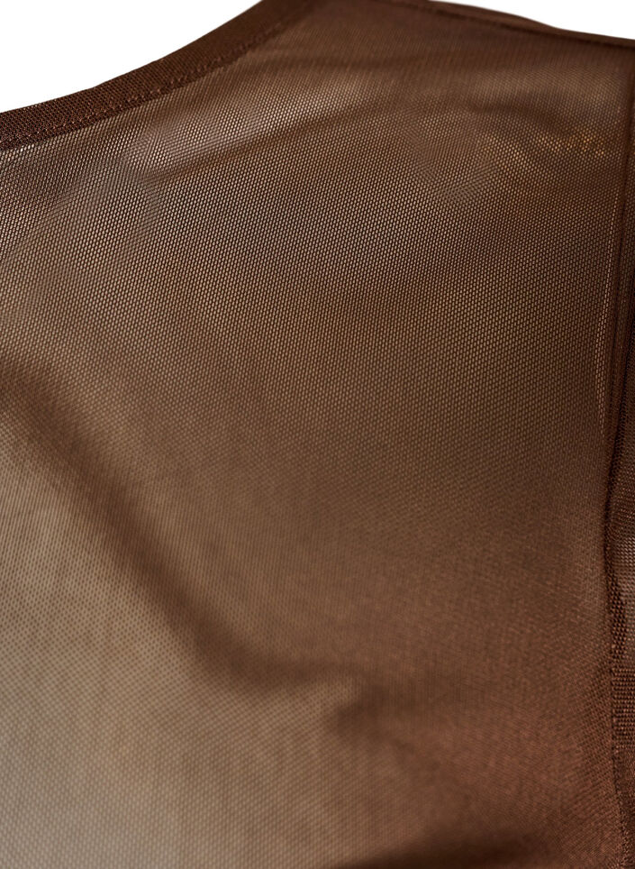 Top aus Mesh mit kurzen &Auml;rmeln und Rundhalsausschnitt, Braun, Packshot image number 2