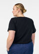 Basic-T-Shirt aus Baumwolle mit Schulterpolstern, Schwarz, Model image number 2