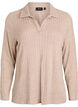 Strickbluse mit Kragen und Zopfmuster, Beige, Packshot image number 0