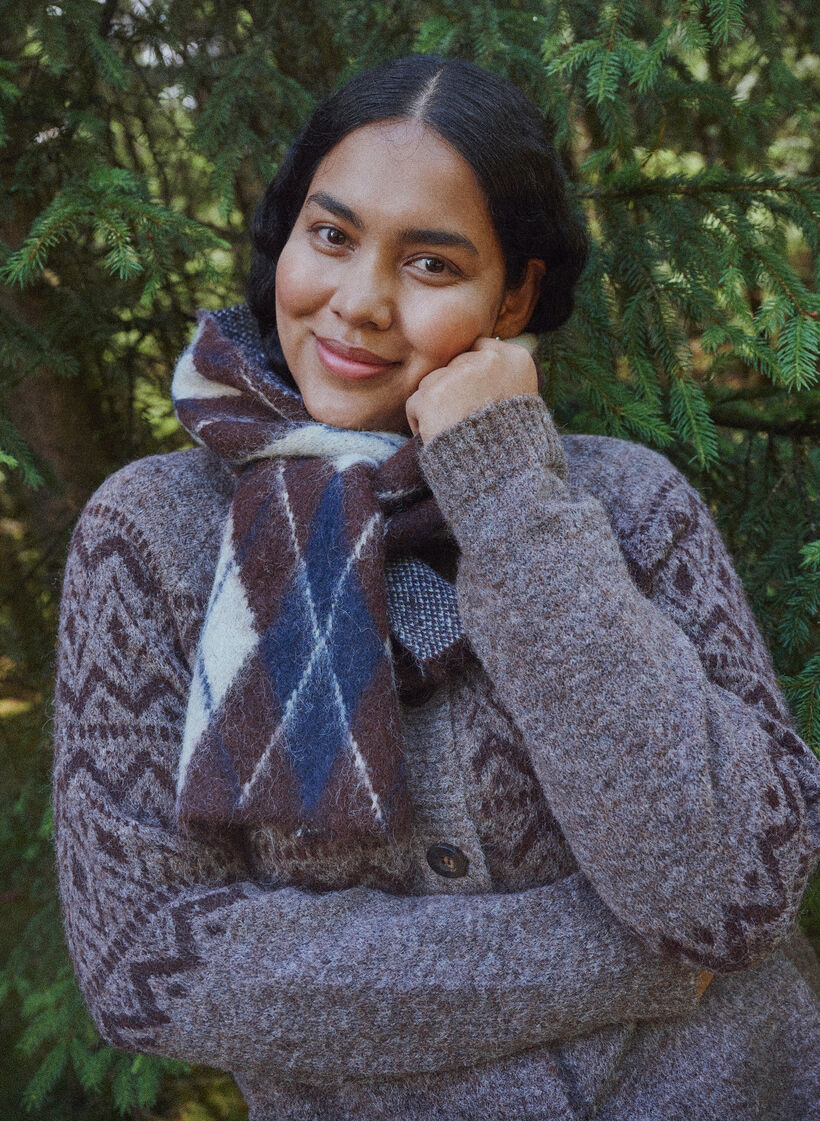 Strickjacke mit Jacquardmuster, Braun, Image image number 0