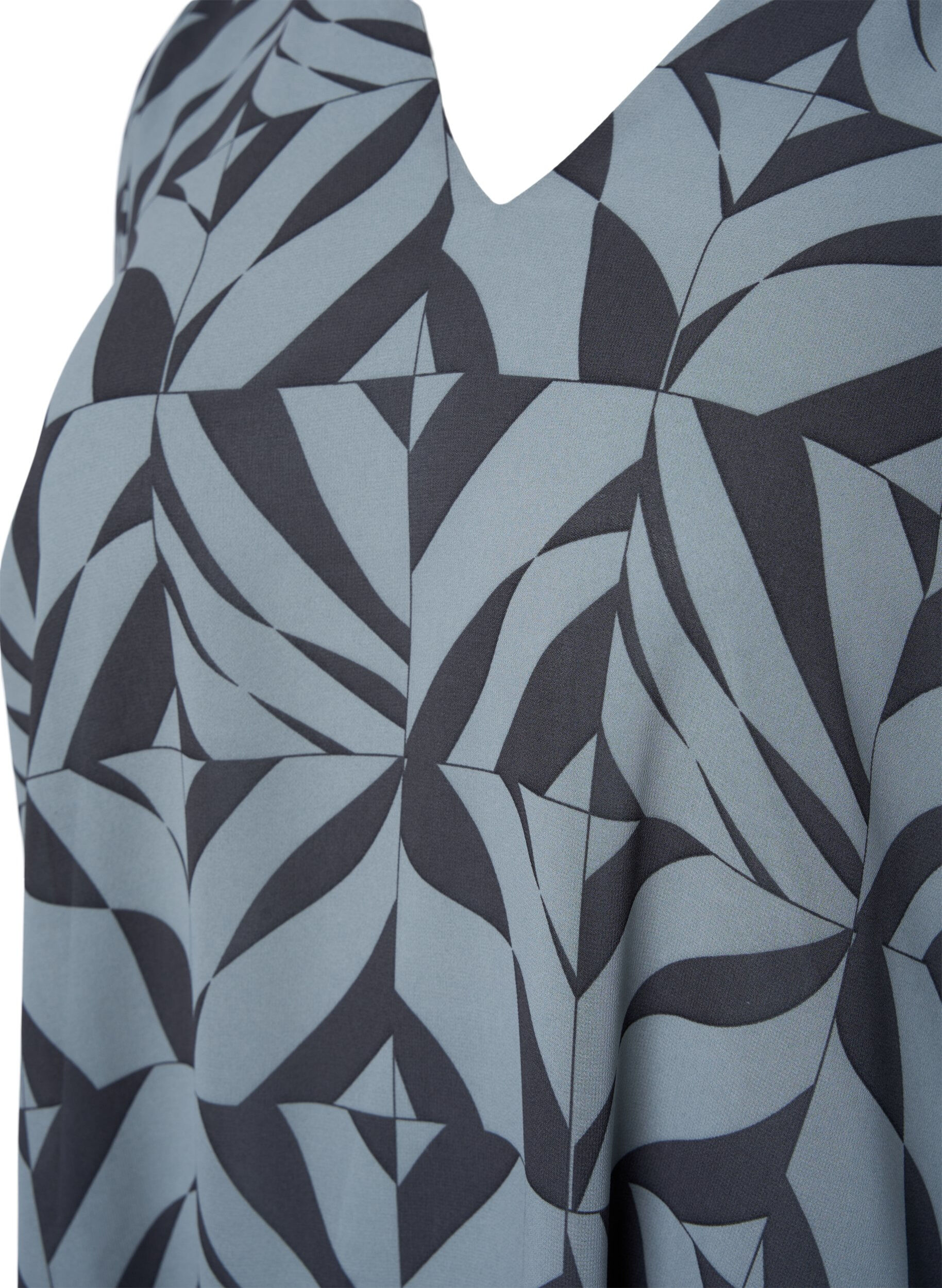 Zizzi Lang&auml;rmliges Kleid mit V-Ausschnitt, Graphic Leaf, Packshot image number 2
