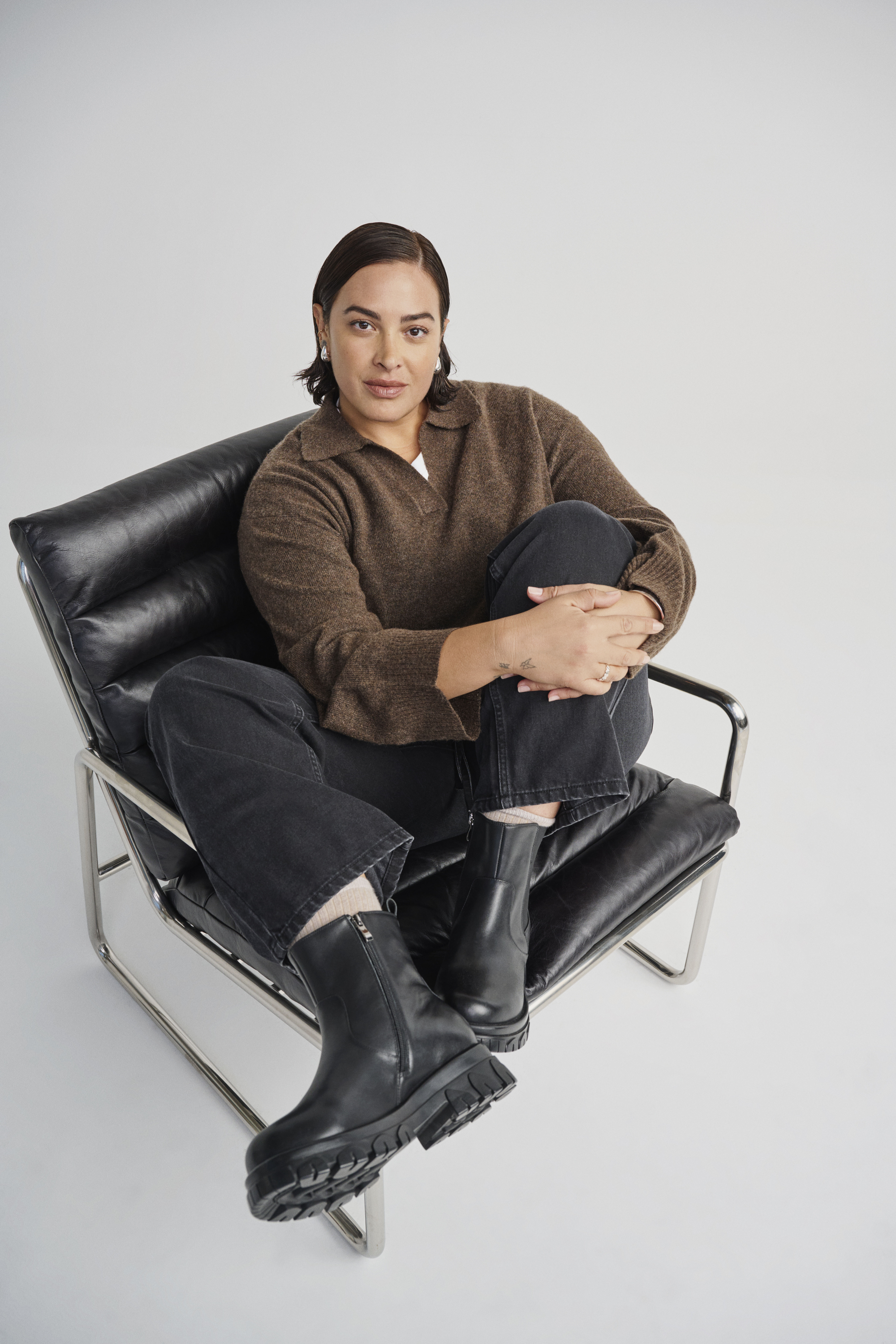 Zizzi Lederstiefel mit Rei&szlig;verschluss, , Model