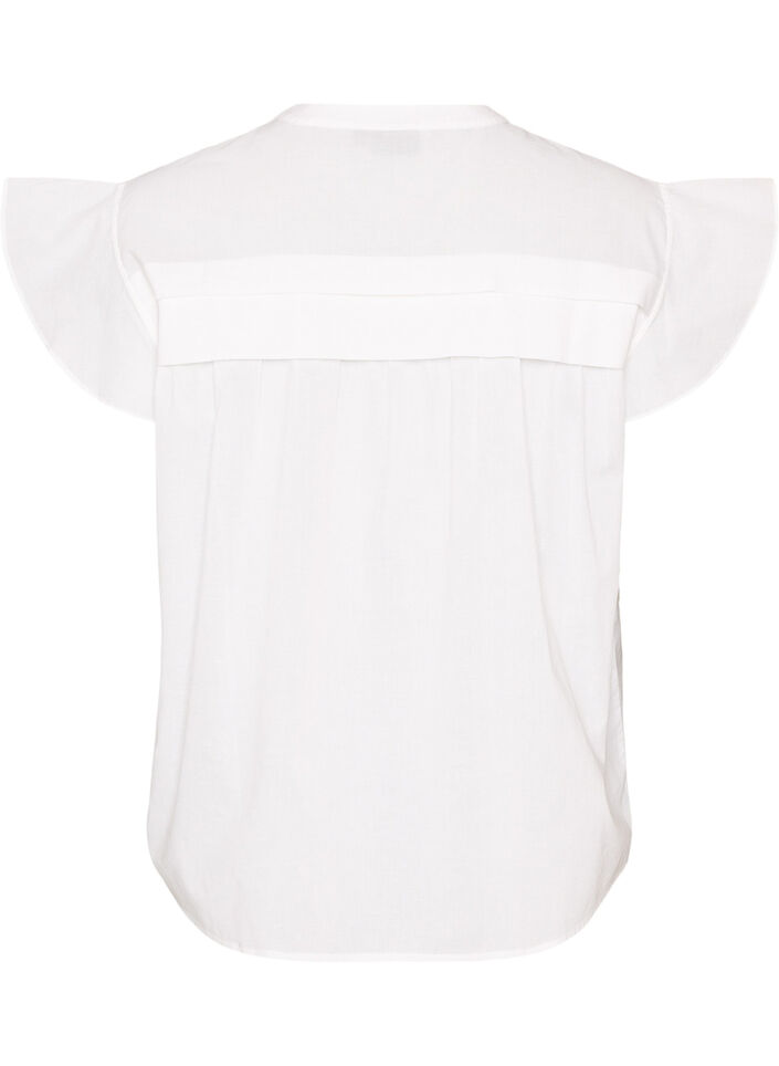 &Auml;rmellose Hemdbluse in A-Linie aus Baumwolle, Wei&szlig;, Packshot image number 1