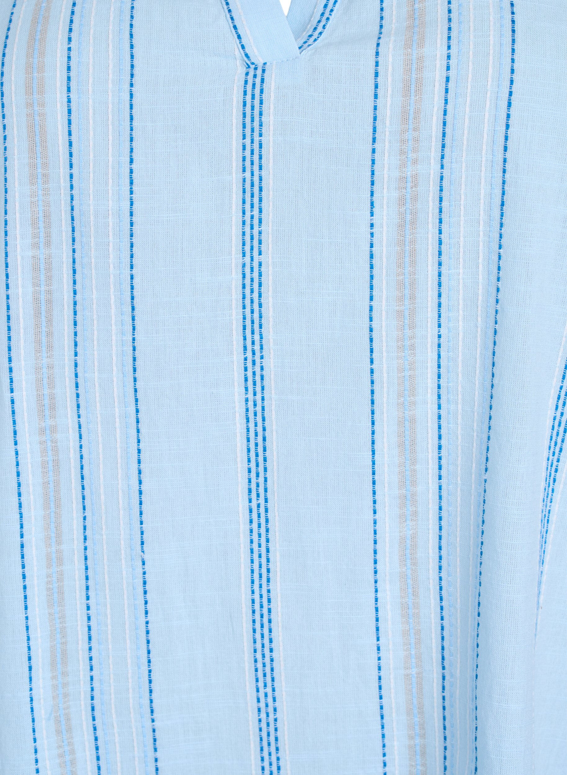 Zizzi Kurzes Kleid aus Baumwolle mit Streifenmuster, Blau, Packshot image number 2