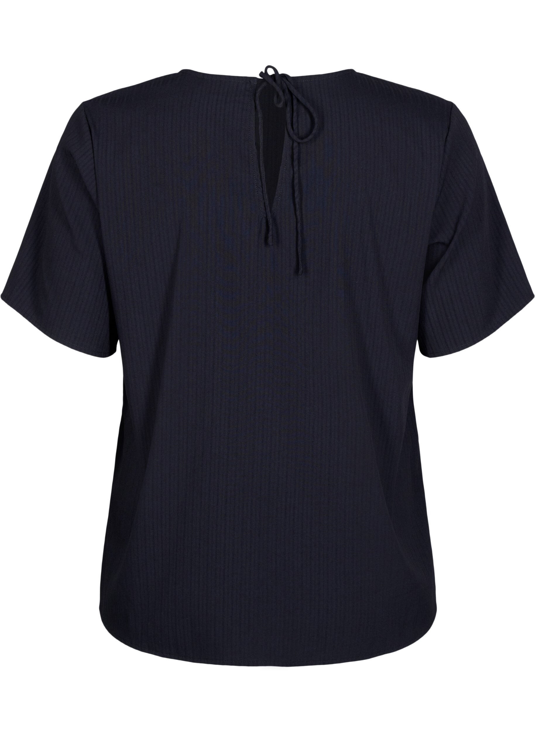 Zizzi Kurz&auml;rmelige Bluse aus Viskose mit Schleifen, Black, Packshot image number 1